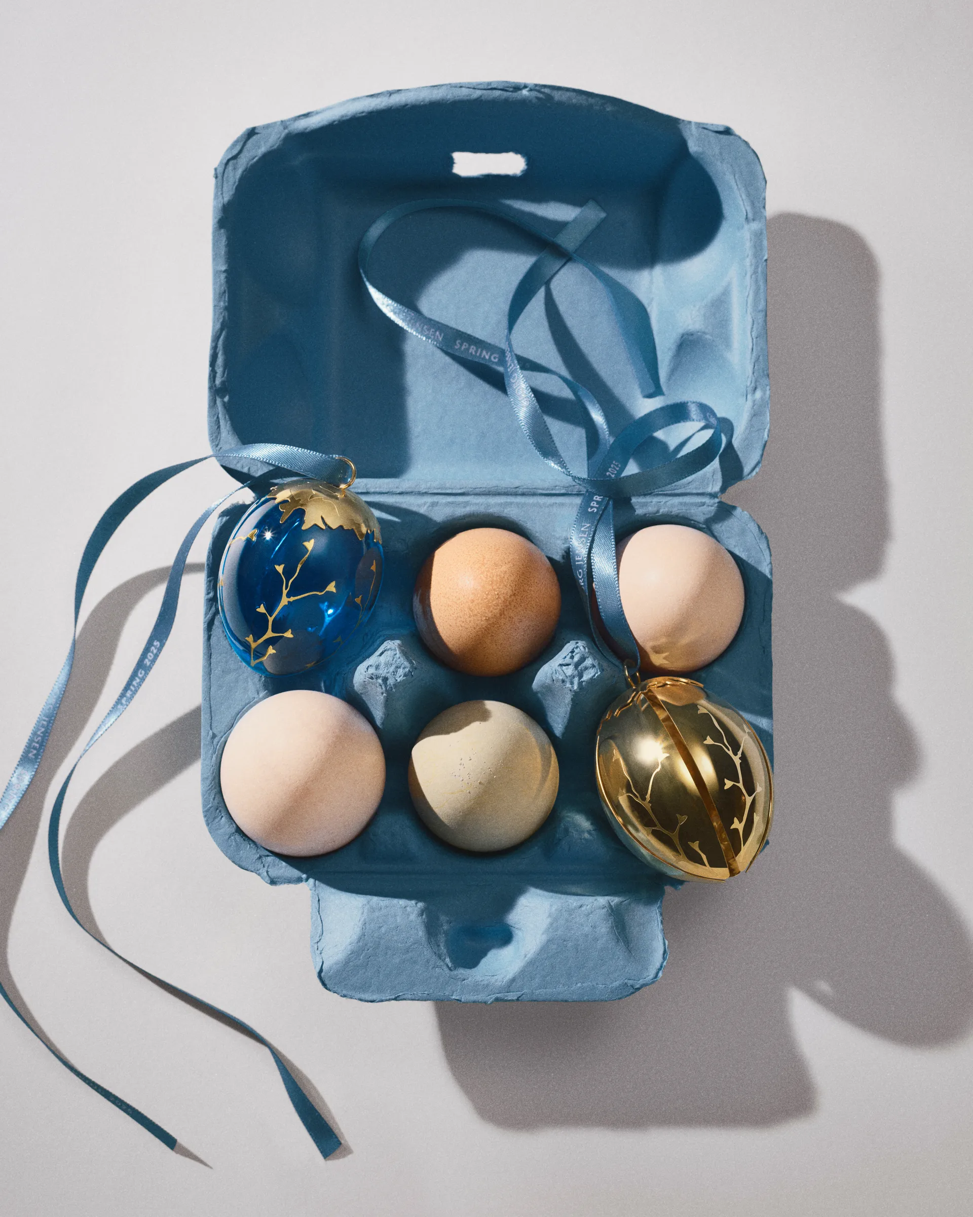 Uova decorative di Pasqua Primavera 2025, Acciaio inossidabile placcato oro Georg Jensen