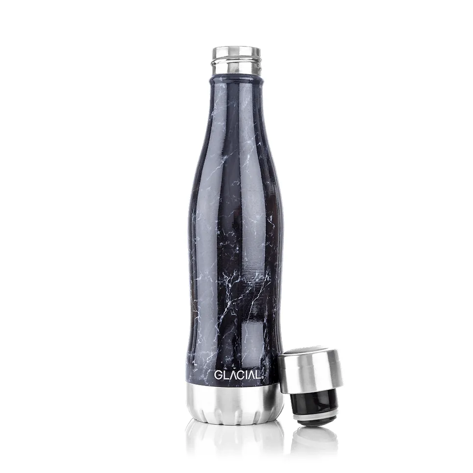 Bottiglia Glacial 400 ml, Black marble Glacial