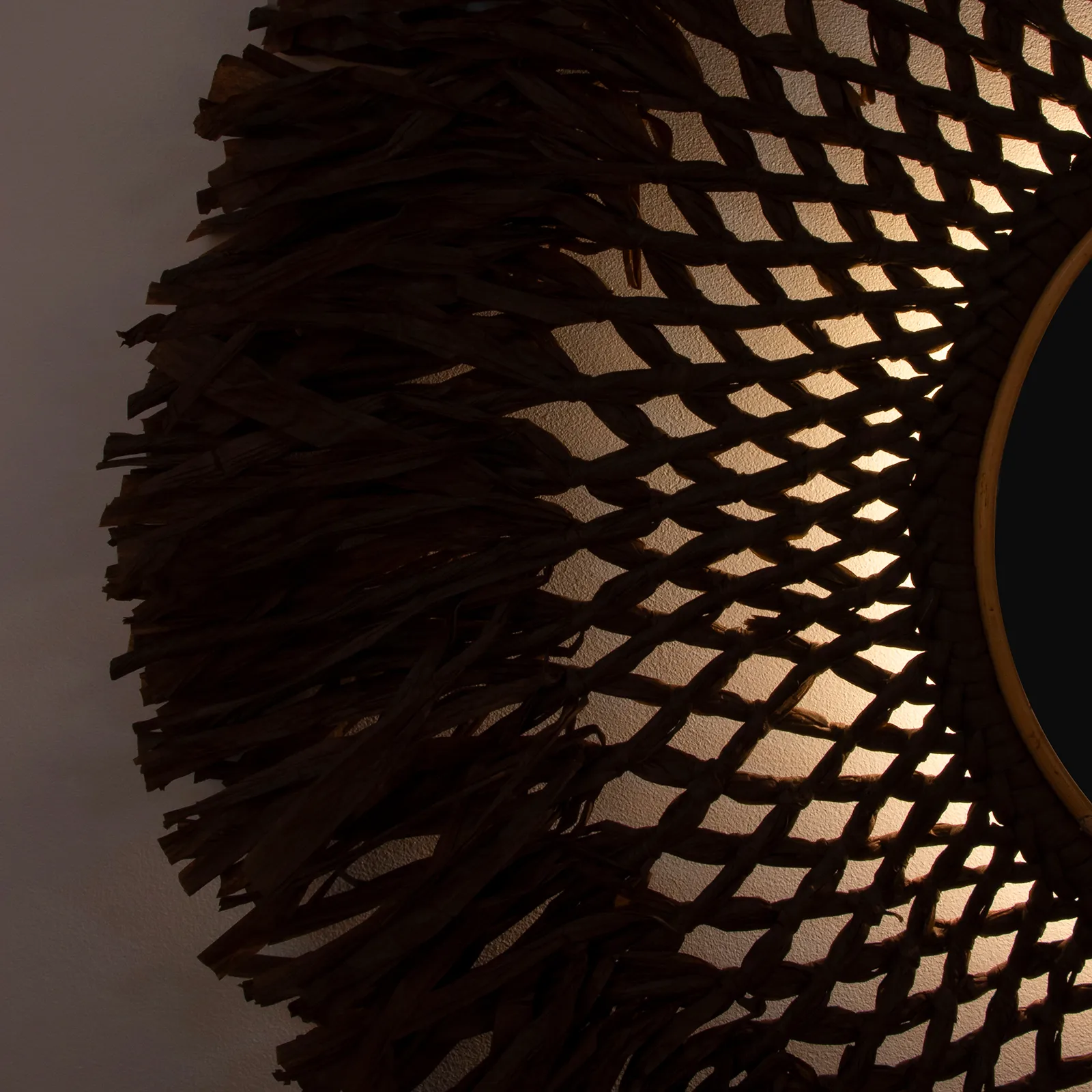 Lampada da parete con specchio Boho Ø 90 cm, marrone Globen Lighting