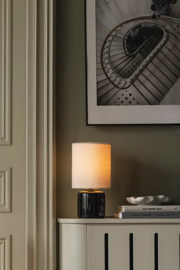 Lampada da tavolo Florian - Bouclé bianco/nero, Ø20x39 cm - Globen Lighting