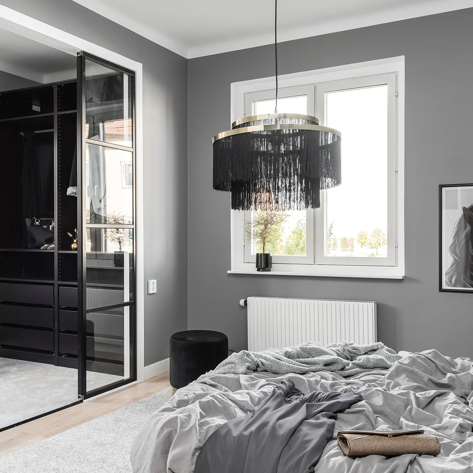 Lampadario Frans, ottone nero Globen Lighting