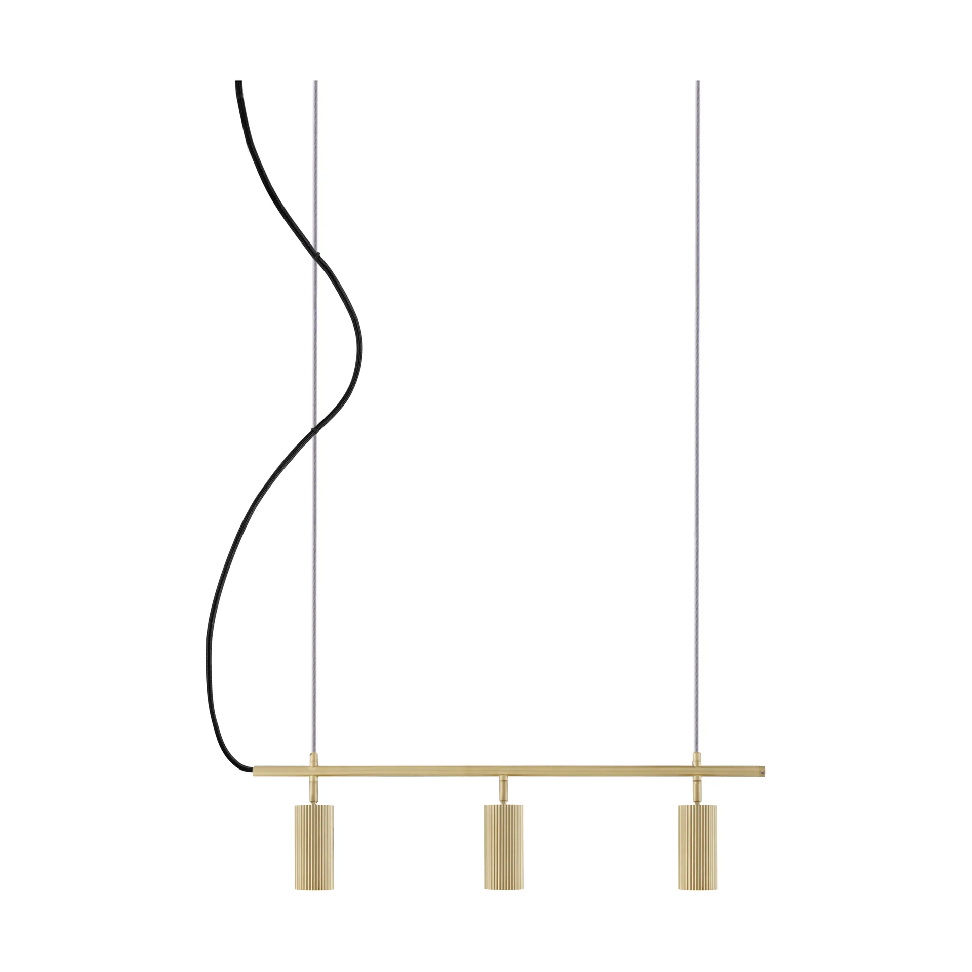 Lampadario lungo Hubble 3, Ottone spazzolato Globen Lighting