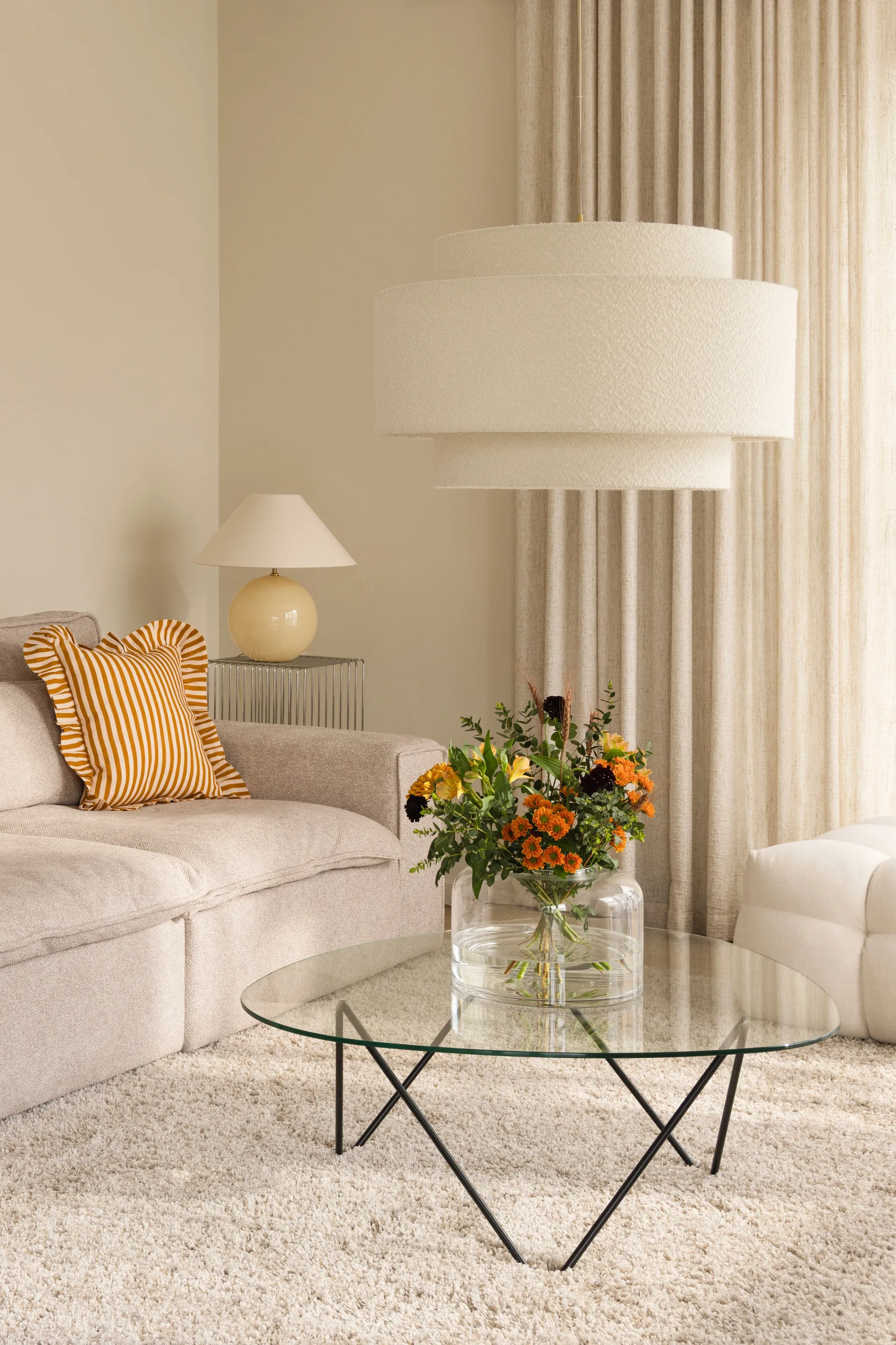 Lampadario Noah Ø70 cm, Bouclé bianco Globen Lighting