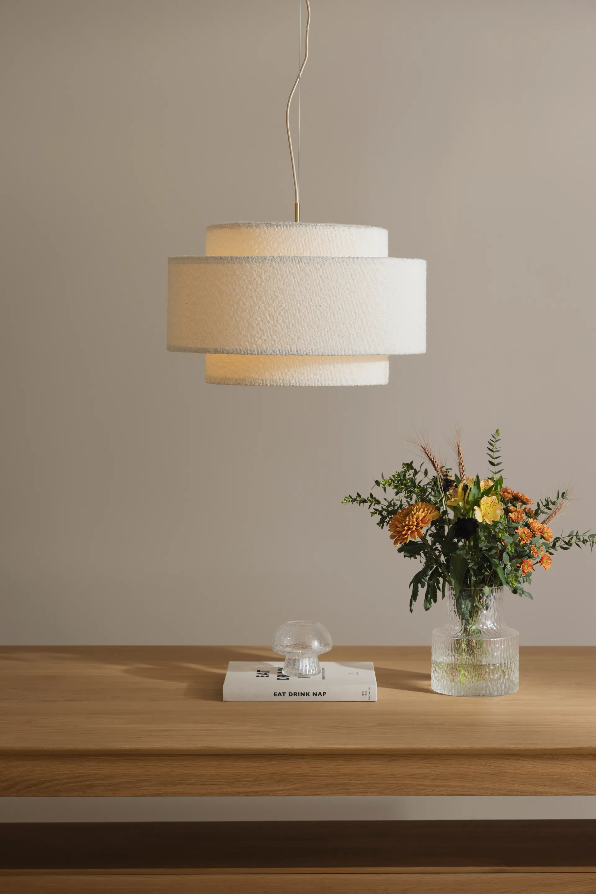 Pendente Noah Ø50 cm, Bouclé bianco Globen Lighting