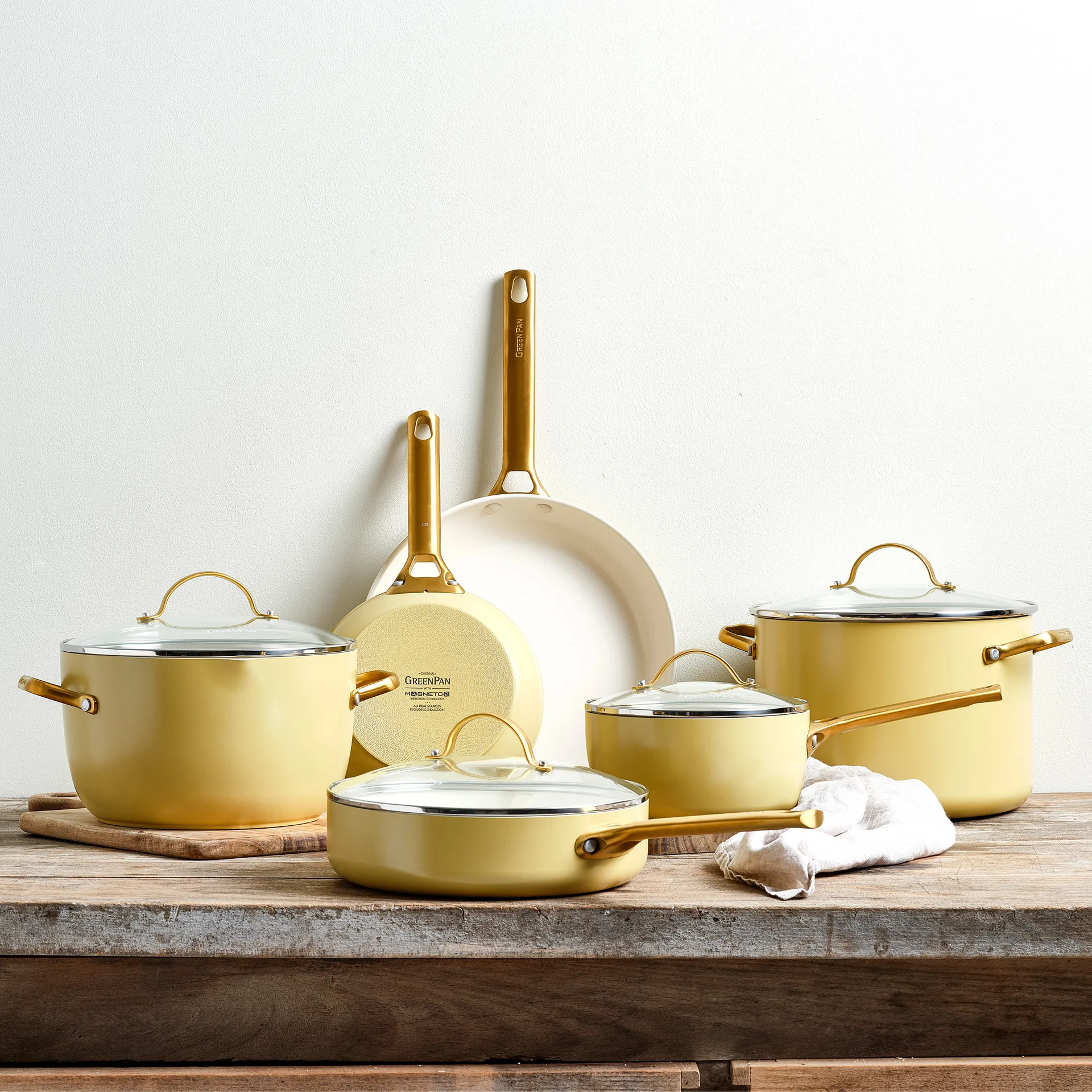Set casseruola e padella Padova 10 pezzi, Sunshine yellow GreenPan