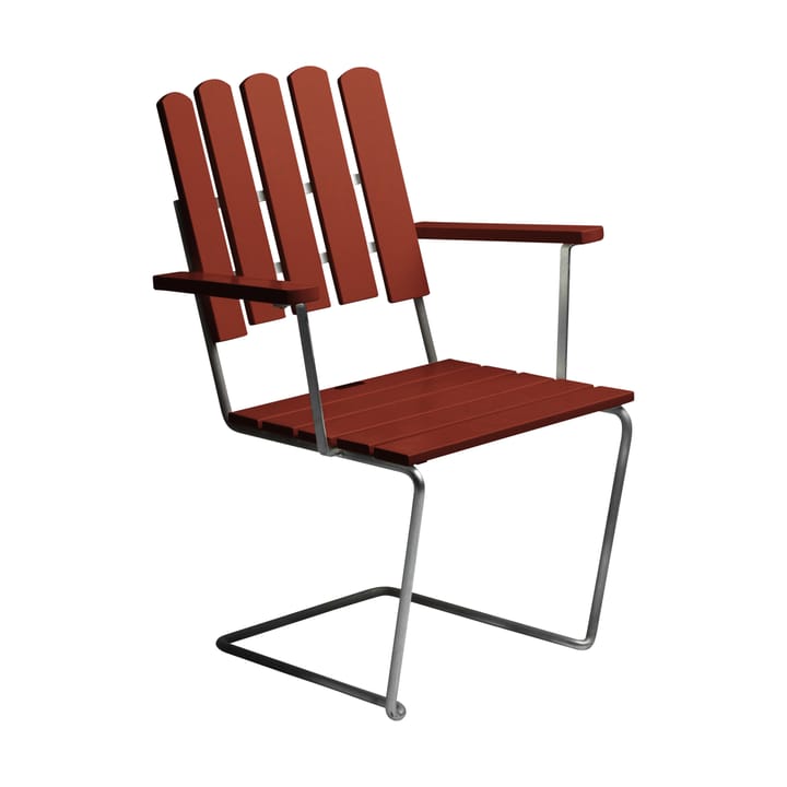A2 poltrona - Dark red lacquered oak-galvanized base - Grythyttan Stålmöbler