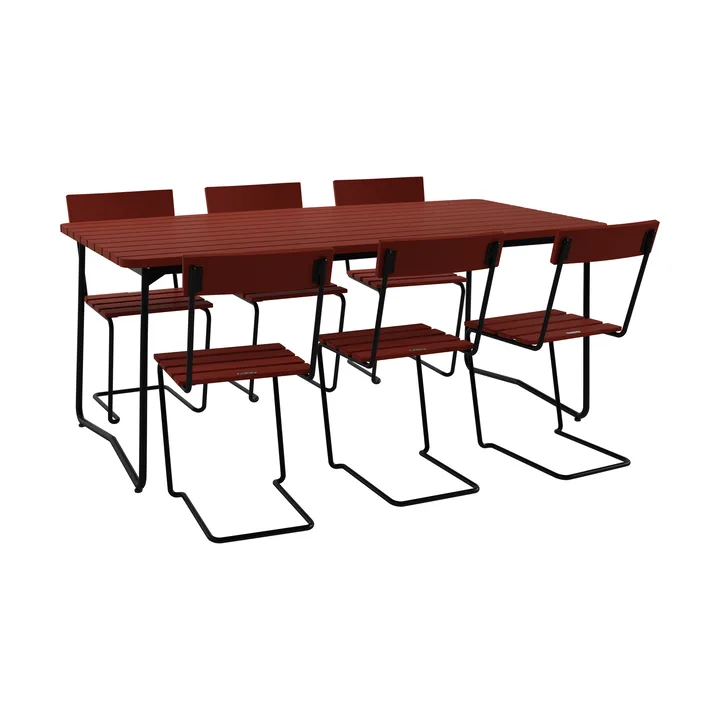 B31 tavolo 170 cm + 6 Sedia 1, rovere scuro-nero telaio - Grythyttan Stålmöbler