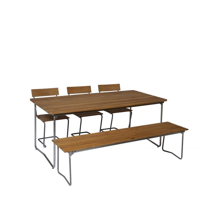 B31 tavolo da pranzo, Supporto in teak zincato a caldo Grythyttan Stålmöbler
