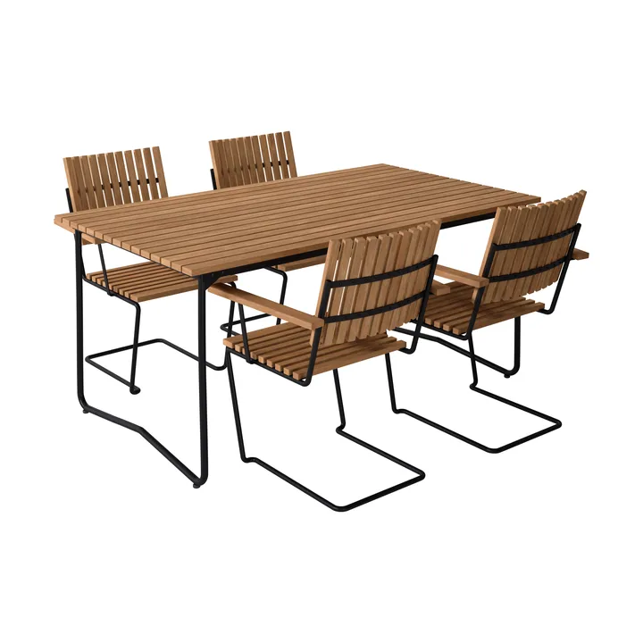 Bovik tavolo + 4 sedie, teak-black - Grythyttan Stålmöbler