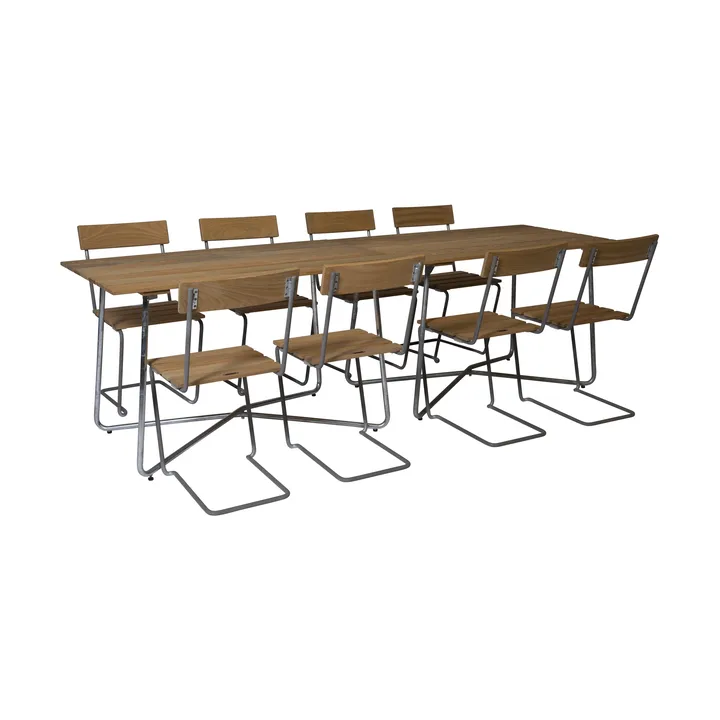 Gruppo da pranzo Grythyttan 2 pz B25A + 8 Sedie 1 rovere oliato - Grythyttan Stålmöbler