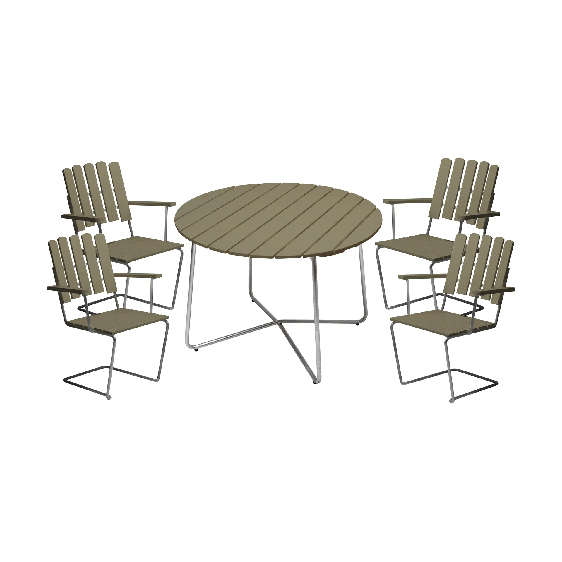 Gruppo da pranzo Grythyttan 9A 100 + 4 A2 verde chiaro,  Grythyttan Stålmöbler