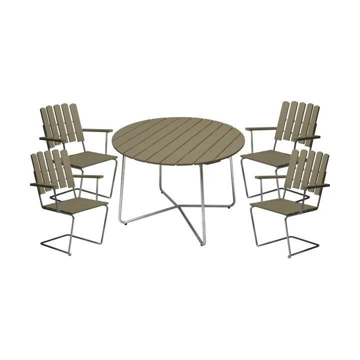 Gruppo da pranzo Grythyttan 9A 100 + 4 A2 verde chiaro - Grythyttan Stålmöbler