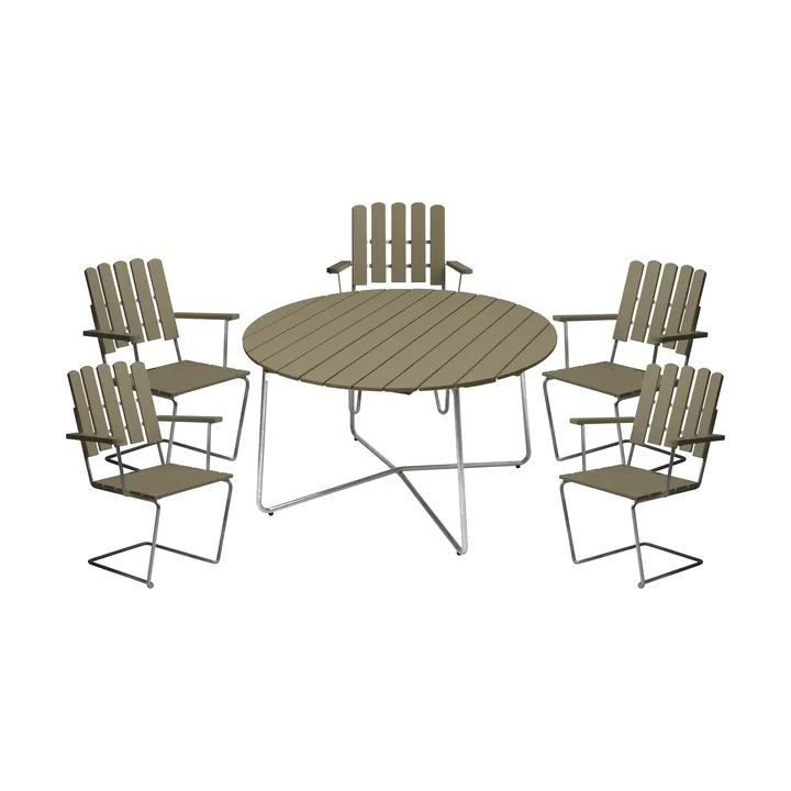 Gruppo da pranzo Grythyttan 9A 120 + 5 A2 verde chiaro - Grythyttan Stålmöbler