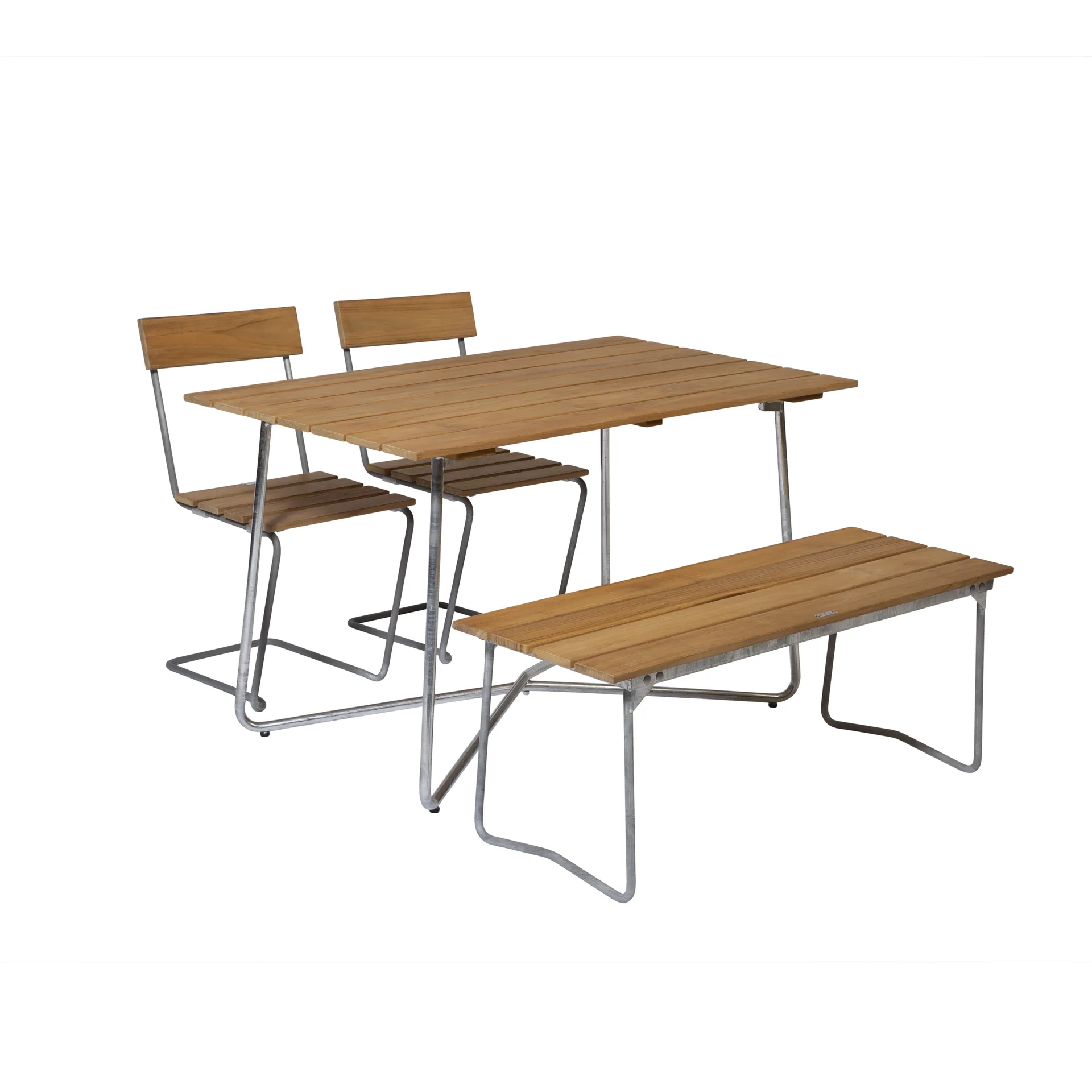 Gruppo da pranzo Grythyttan B25A + 2 Sedie 1 + Panchina 8 teak,  Grythyttan Stålmöbler