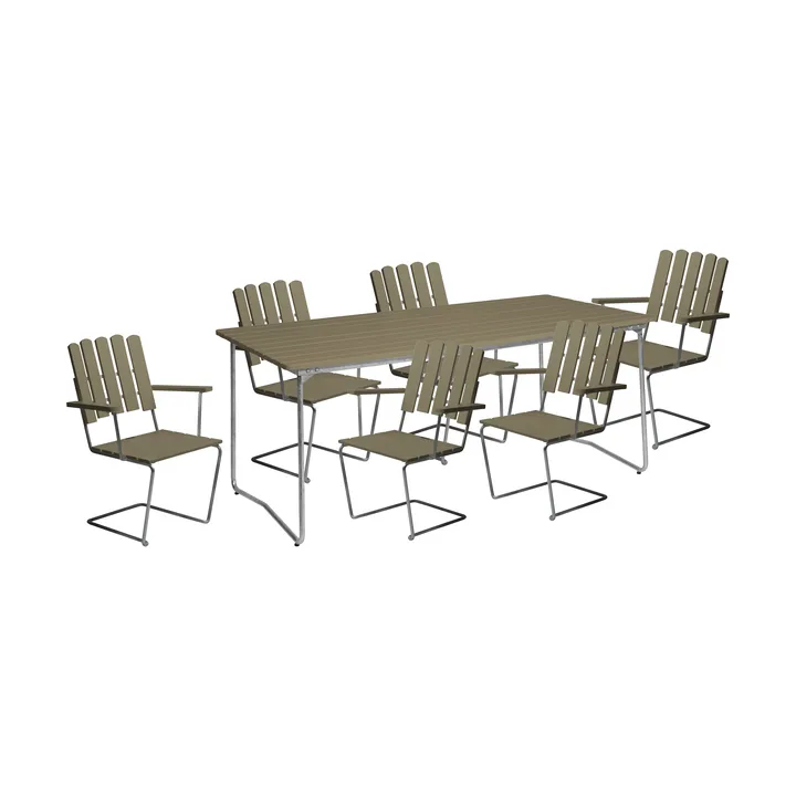 Gruppo da pranzo Grythyttan B31 170 + 6 A2 verde chiaro - Grythyttan Stålmöbler
