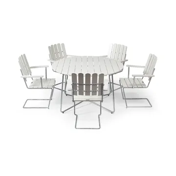 Gruppo da pranzo Grythyttan bianco 9A Ø120cm + 5 A2 - Grythyttan Stålmöbler