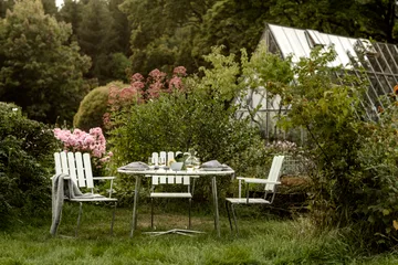 Gruppo da pranzo Grythyttan bianco 9A Ø120cm + 5 A2 - Grythyttan Stålmöbler
