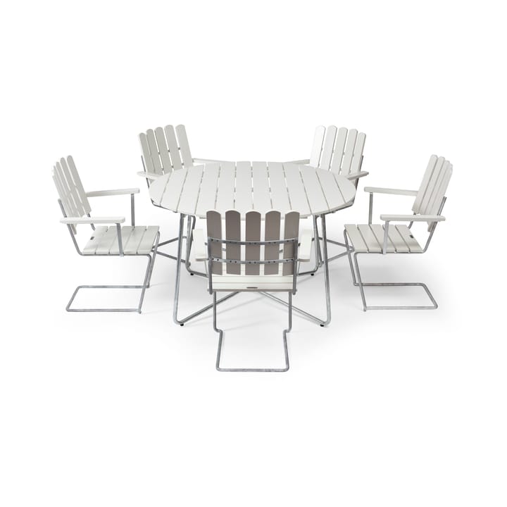 Gruppo da pranzo Grythyttan bianco 9A Ø120cm + 5 A2 - undefined - Grythyttan Stålmöbler