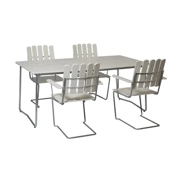 Gruppo da pranzo Grythyttan bianco B31 170 cm + 4 A2 - Grythyttan Stålmöbler