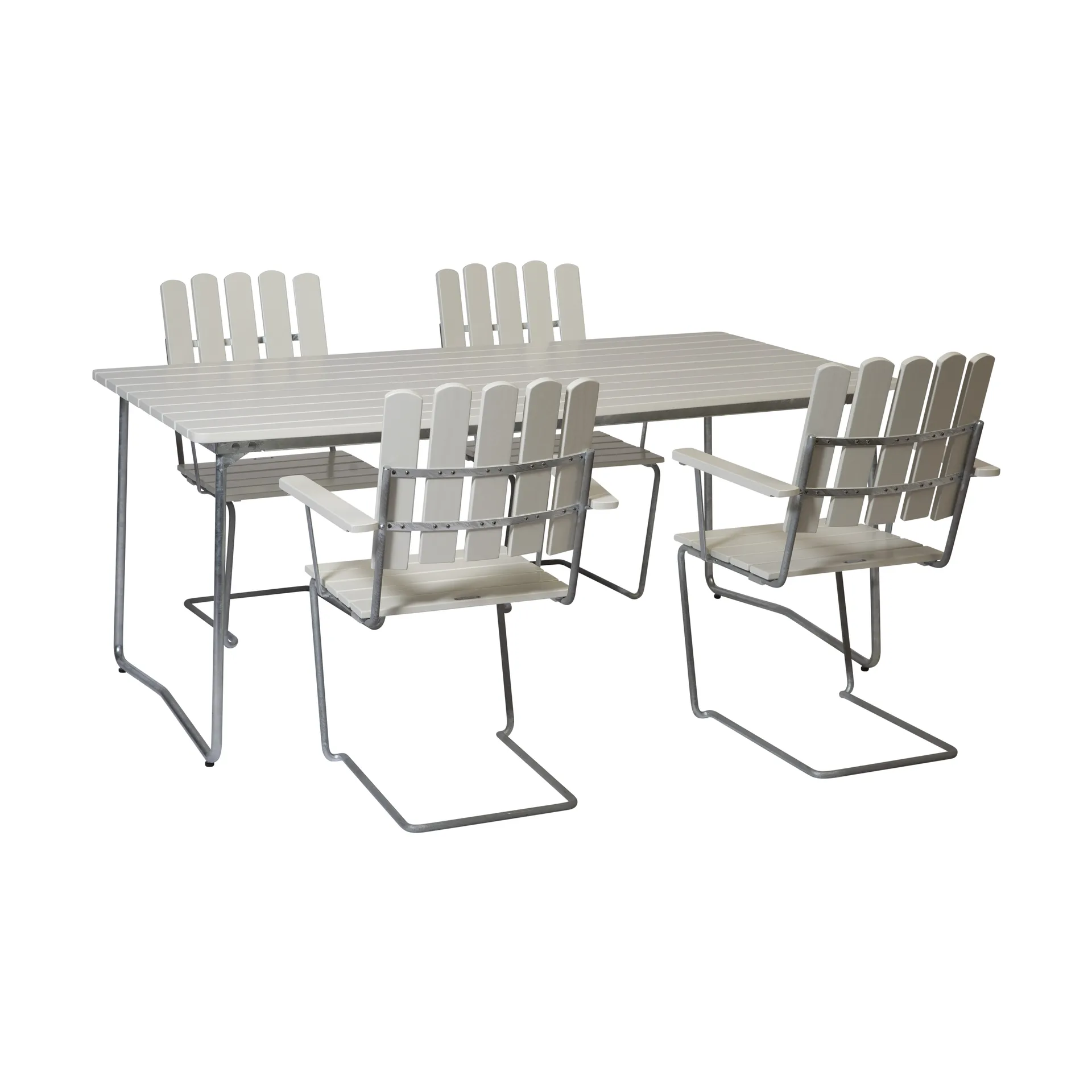 Gruppo da pranzo Grythyttan bianco B31 170 cm + 4 A2 Grythyttan Stålmöbler