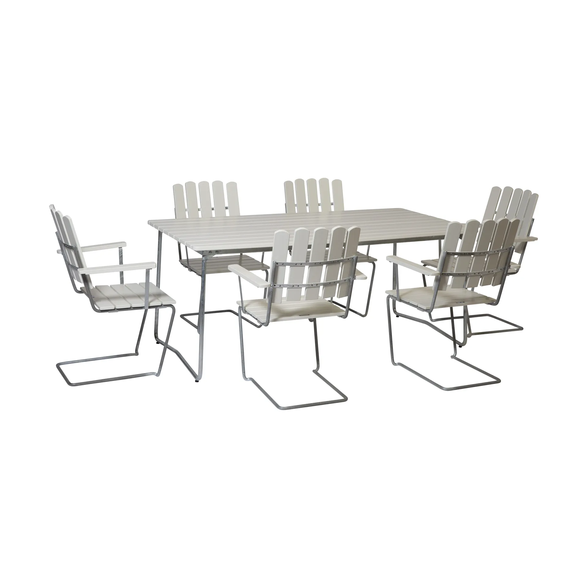 Gruppo da pranzo Grythyttan bianco B31 170 cm + 6 A2,  Grythyttan Stålmöbler