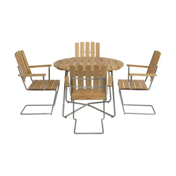 Gruppo da pranzo Grythyttan pino 9A Ø100cm + 4 A2 - Grythyttan Stålmöbler