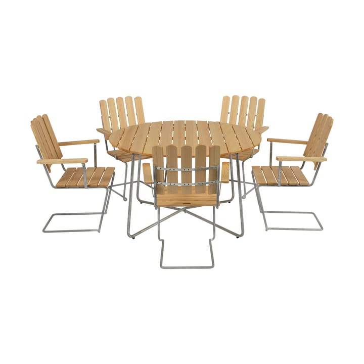 Gruppo da pranzo Grythyttan pino 9A Ø120cm + 5pz A2 - undefined - Grythyttan Stålmöbler