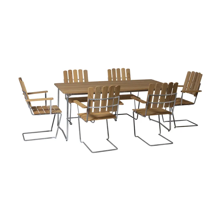Gruppo da pranzo Grythyttan rovere B31 170 cm + 6 A2 - Grythyttan Stålmöbler