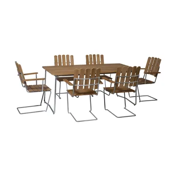 Gruppo da pranzo Grythyttan teak B31 170cm + 6 A2 - Grythyttan Stålmöbler