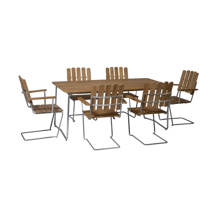 Gruppo da pranzo Grythyttan teak B31 170cm + 6 A2 - Grythyttan Stålmöbler