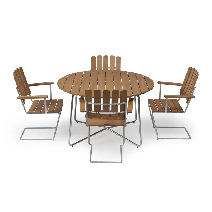 Gruppo di mobili da giardino Grythyttan ø120 cm - teak - Grythyttan Stålmöbler