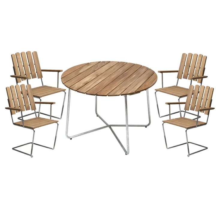 Gruppo di tavoli da pranzo Grythyttan ø100 cm - teak - Grythyttan Stålmöbler
