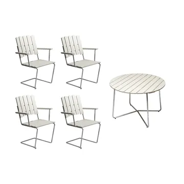 Gruppo di tavoli da pranzo Grythyttan bianco 9A Ø100cm + 4 A2 - Grythyttan Stålmöbler