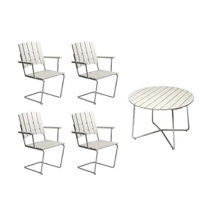 Gruppo di tavoli da pranzo Grythyttan bianco 9A Ø100cm + 4 A2 - Grythyttan Stålmöbler