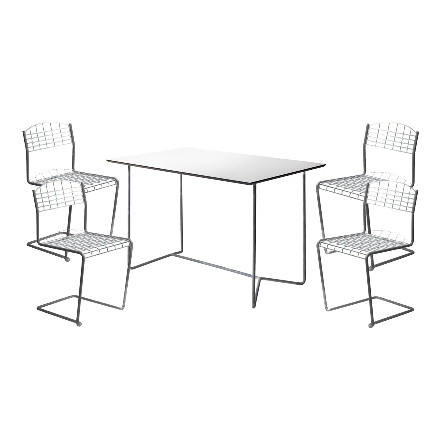 Gruppo tavolo da pranzo High Tech - Tavolo da pranzo rettangolare,  Grythyttan Stålmöbler