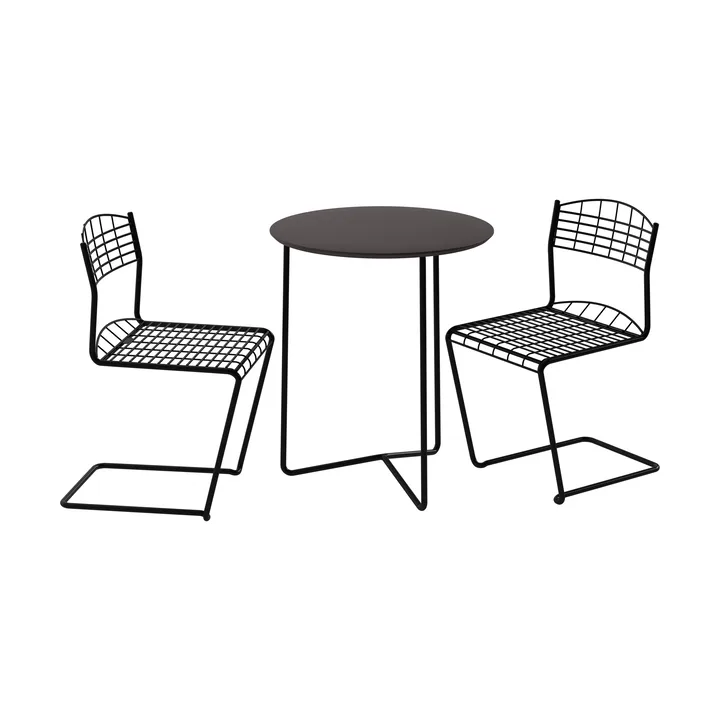 High tech tavolo Ø60 cm + 2 High tech sedia, nero - Grythyttan Stålmöbler