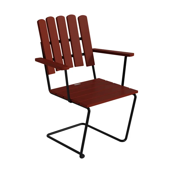 Poltrona A2 - Rovere laccato rosso scuro–struttura in acciaio nera - Grythyttan Stålmöbler