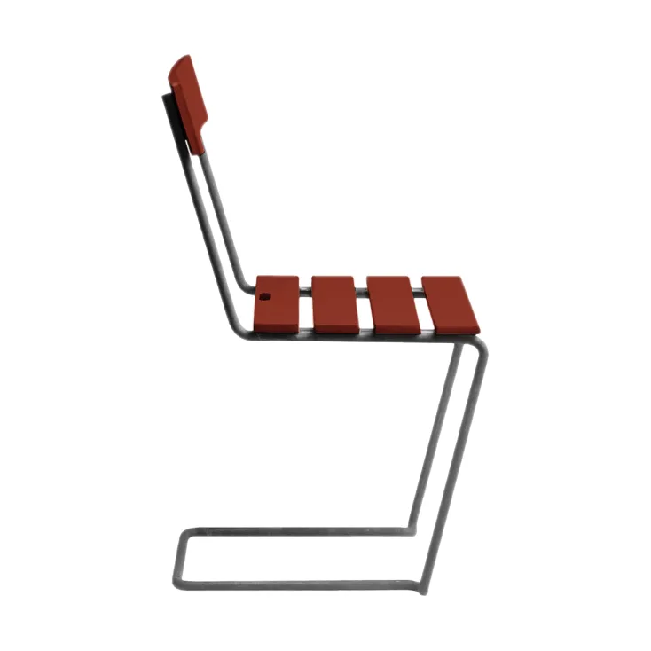 Sedia 1, Rovere verniciato rosso scuro–telaio zincato a caldo Grythyttan Stålmöbler