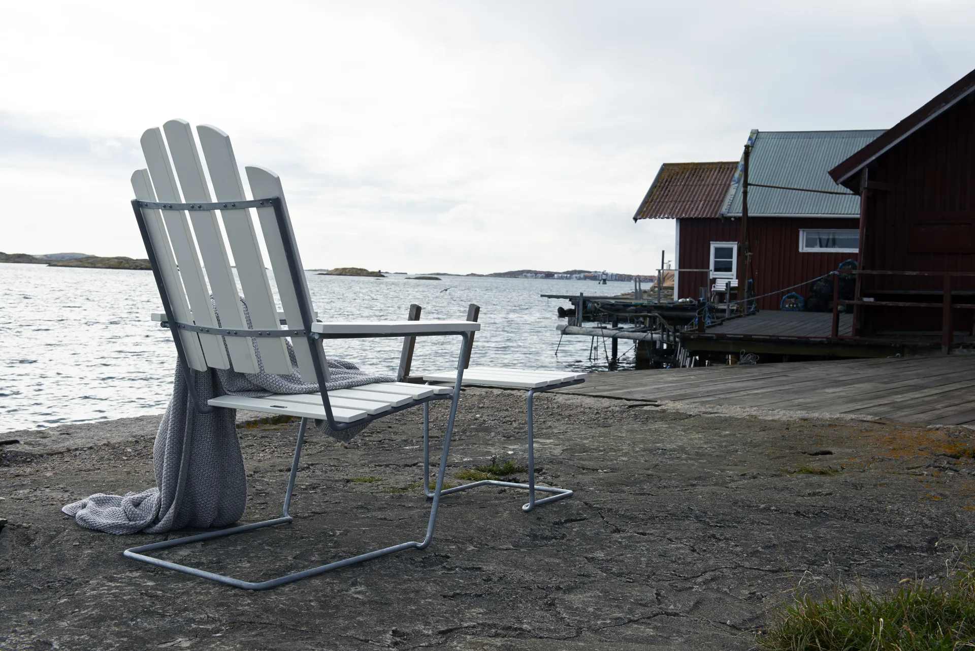 Sedia a sdraio A3, Vernice bianca su quercia zincata a caldo Grythyttan Stålmöbler
