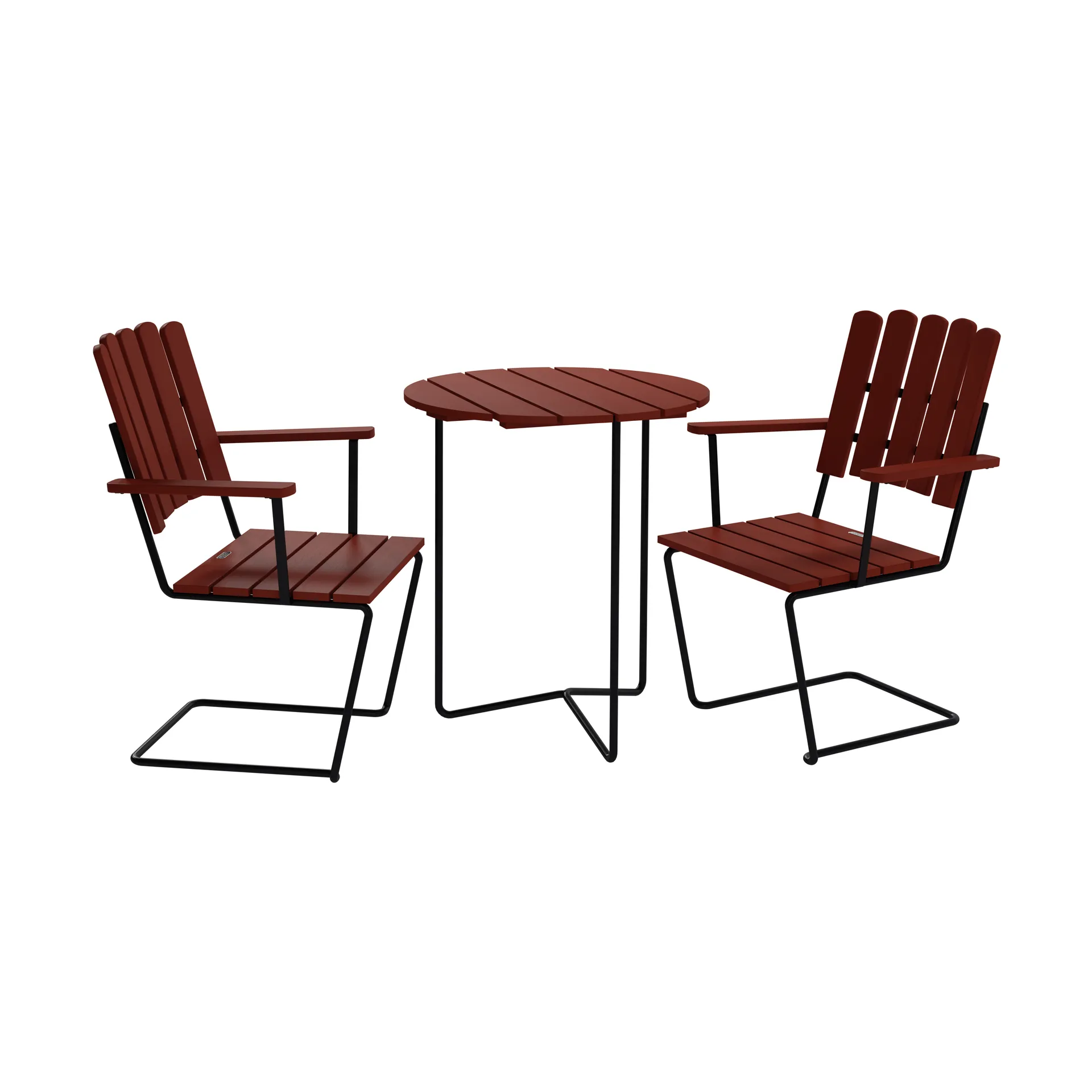 Table 6B tavolo + 2 A2 poltrona, rovere scuro-nero,  Grythyttan Stålmöbler