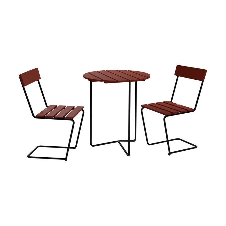 Table 6B tavolo + 2 Sedia 1, rovere scuro-nero struttura - Grythyttan Stålmöbler
