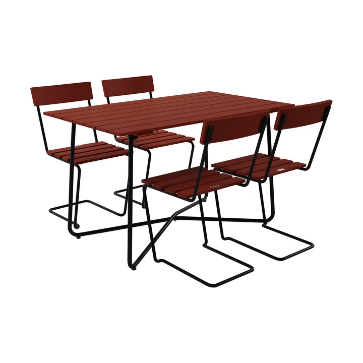 Tavolo B25A + 4 Sedia 1, rovere scuro-nero telaio - Grythyttan Stålmöbler