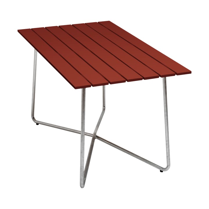 Tavolo B25A - Dark red lacquered oak-galvanized base - Grythyttan Stålmöbler