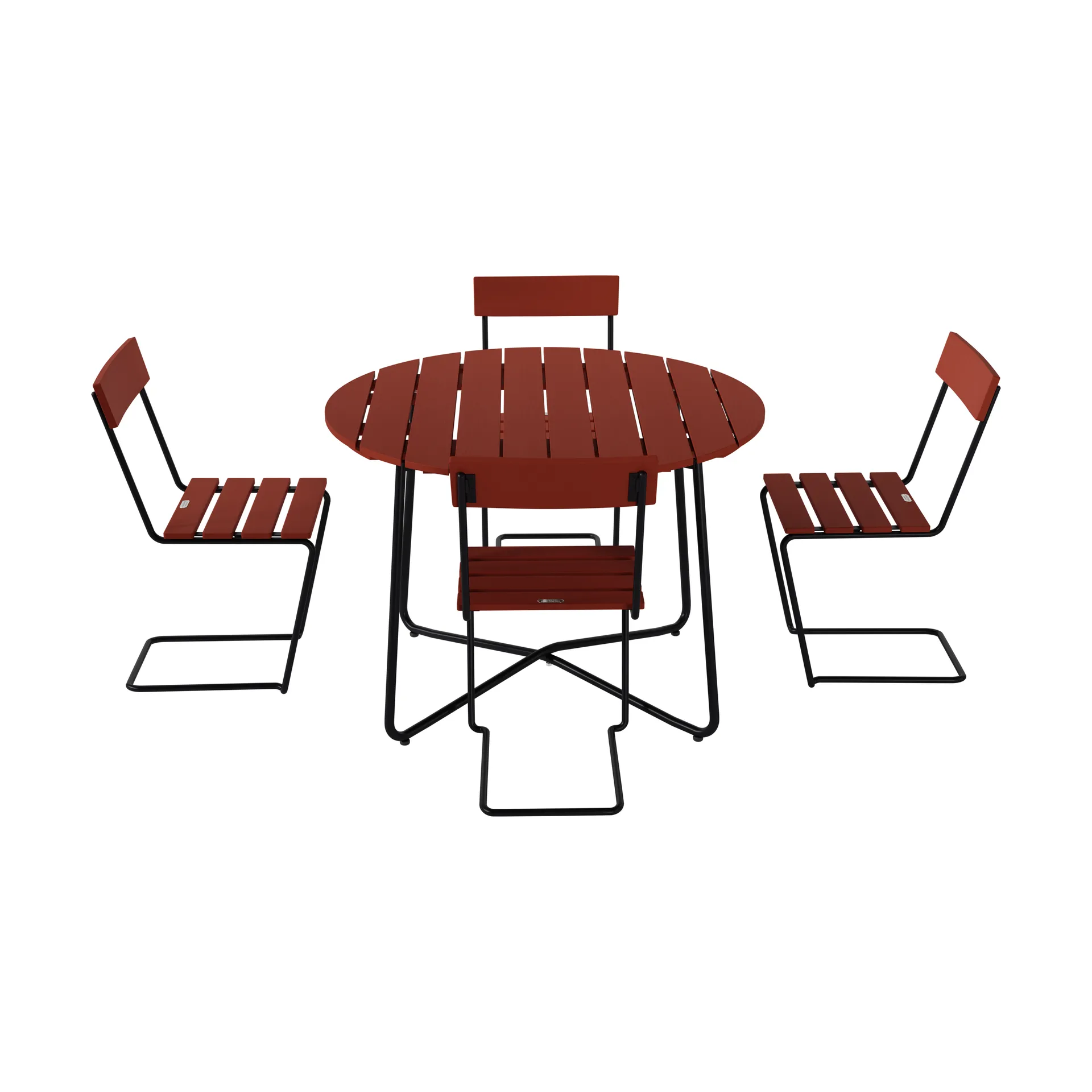 Tavolo da pranzo 9A Ø100 cm + 4 Sedia 1, rovere scuro-nero telaio,  Grythyttan Stålmöbler