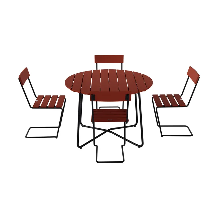 Tavolo da pranzo 9A Ø100 cm + 4 Sedia 1, rovere scuro-nero telaio - Grythyttan Stålmöbler