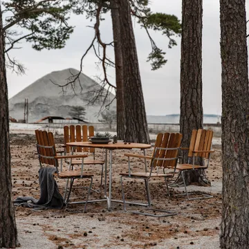 Tavolo da pranzo 9A - Teak-supporto zincato a caldo Ø100 cm - Grythyttan Stålmöbler