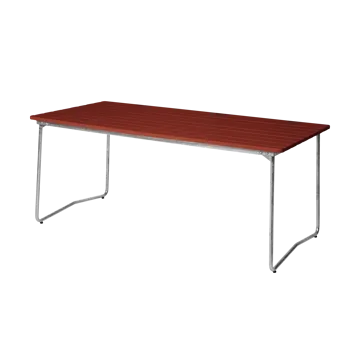 Tavolo da pranzo B31 - 170x92 cm, rovere laccato rosso scuro-acciaio zincato - Grythyttan Stålmöbler