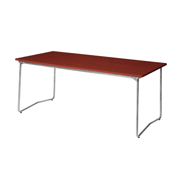 Tavolo da pranzo B31 - 170x92 cm, rovere laccato rosso scuro-acciaio zincato - Grythyttan Stålmöbler