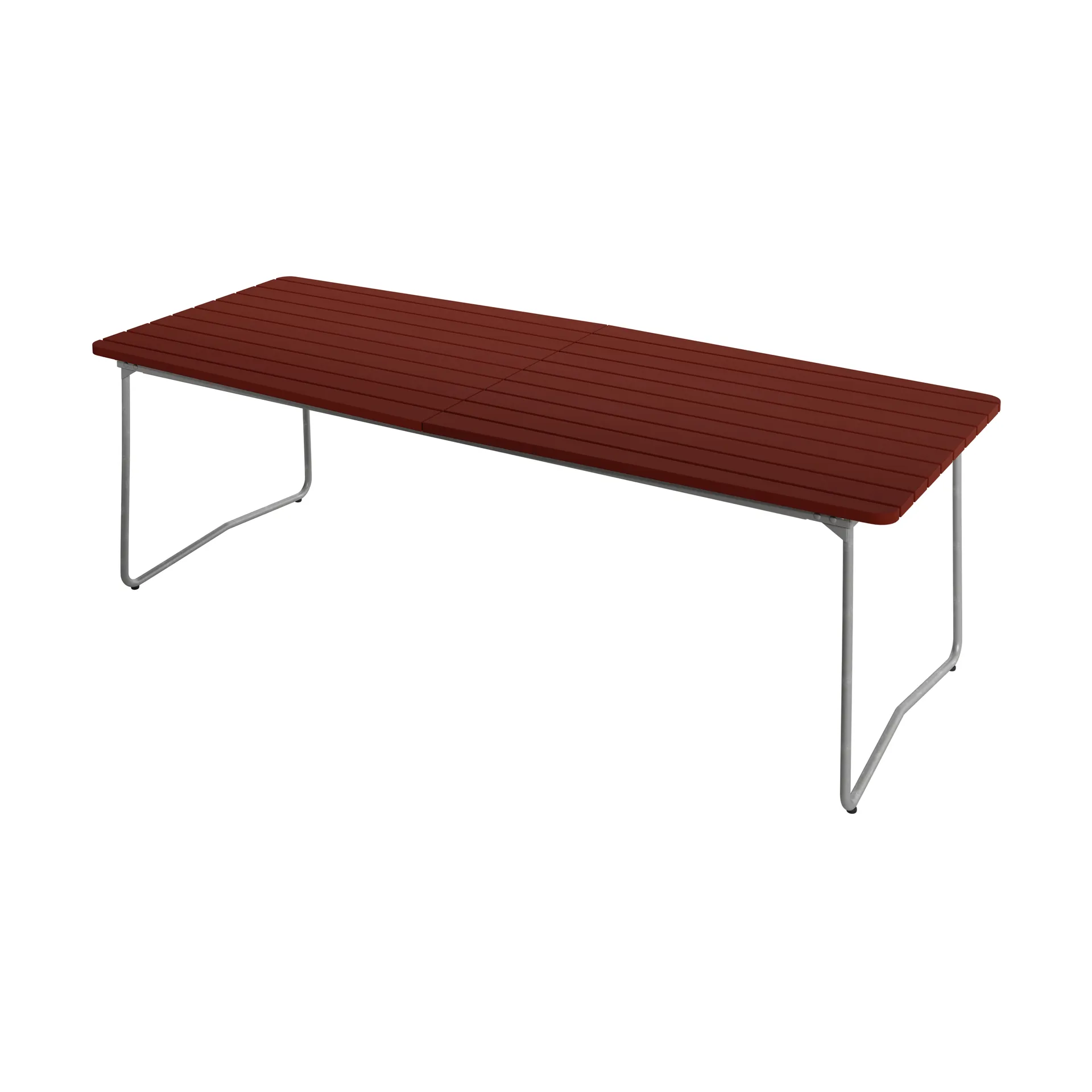 Tavolo da pranzo B31, Rovere tinto rosso scuro verniciato-telaio zincato a caldo, 230x92 cm Grythyttan Stålmöbler