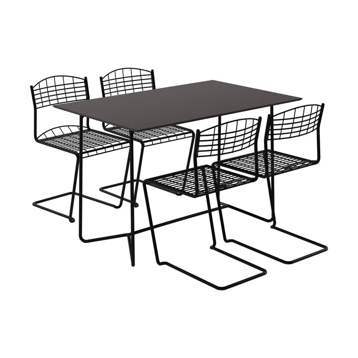 Tavolo High tech 110 cm + 4 sedie High tech, nero - Grythyttan Stålmöbler